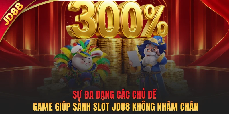 Sự đa dạng các chủ đề game giúp sảnh slot JD88 không nhàm chán 